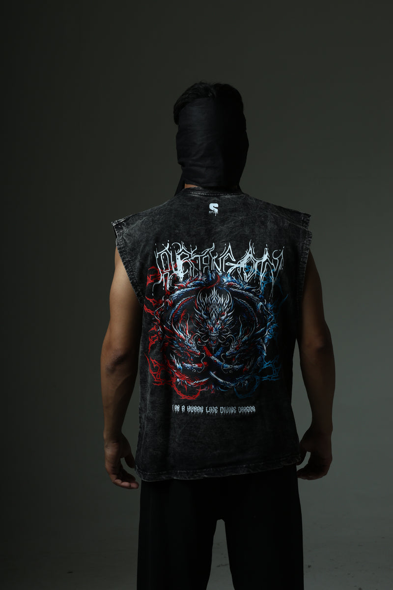 THE DRAGON STONE WASHED BOXY VEST