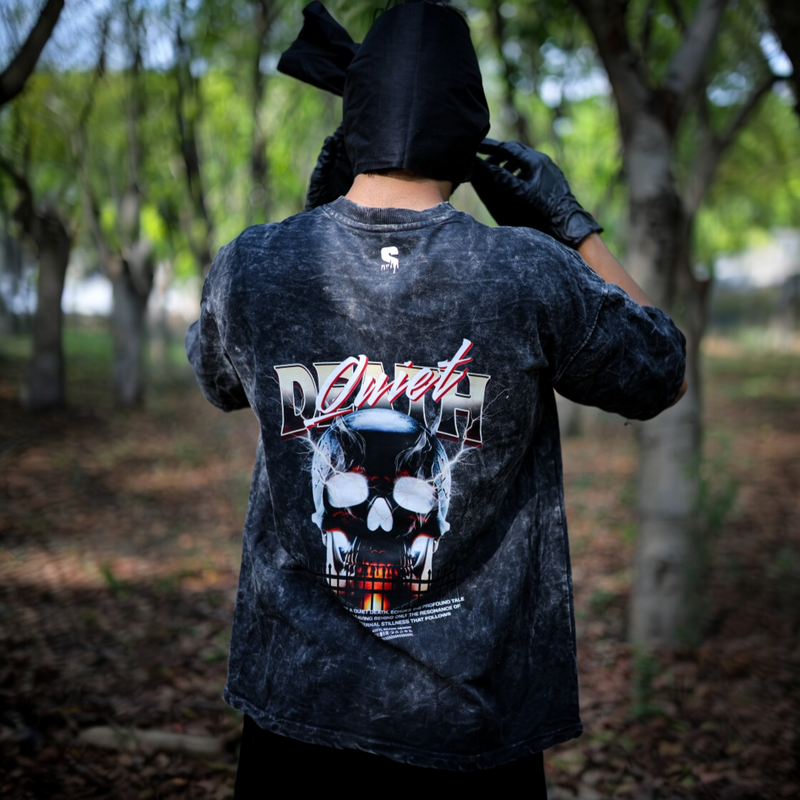 THE QUIET DEATH ACID WASHED OVERSIZED TEE