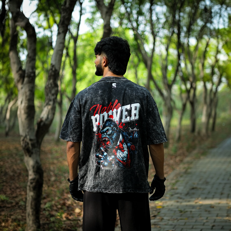 THE NOBEL POWER ACID WASH OVERSIZED TEE