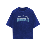 THE HOOD MENTALITY ROYAL BLUE ACID WASH OVERSIZED TEE