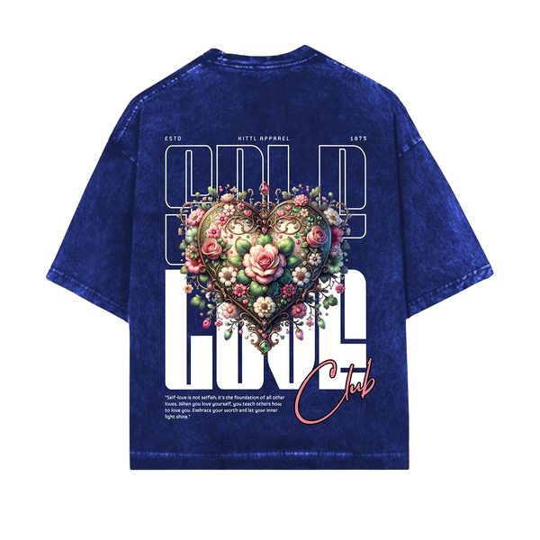 THE LOVE ACID WASH ACID WASH ROYAL BLUE OVERSIZED TEE