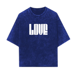 THE LOVE ACID WASH ACID WASH ROYAL BLUE OVERSIZED TEE
