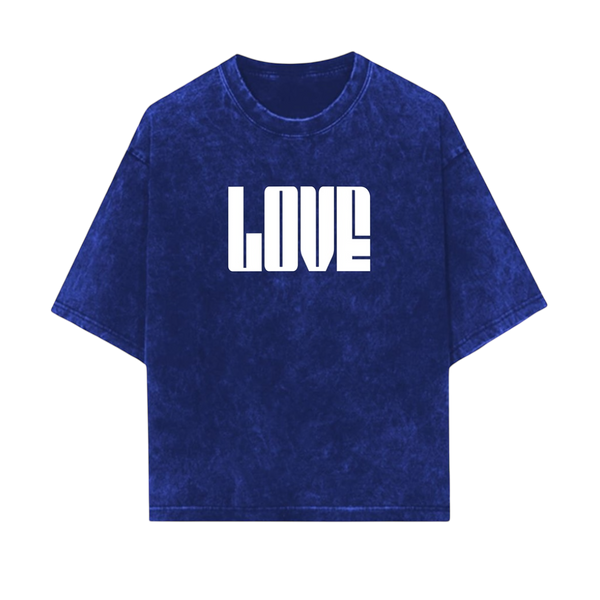 THE LOVE ACID WASH ACID WASH ROYAL BLUE OVERSIZED TEE