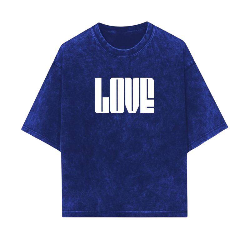 THE LOVE ACID WASH ACID WASH ROYAL BLUE OVERSIZED TEE